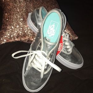 Metallic silver Vans